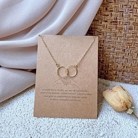 Sparkles4u Gold Chain Necklace with Double Ring Pendant for Girls & Women