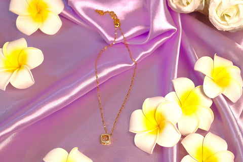 Sparkles4u Gold Plated Cubical Pendant with Diamond Necklace for Women and Girls
