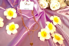 Sparkles4u Fashion Heart Pendant Trio Layered Chain Western Golden Neck Chain Pendant Necklace Jewellery for Women and Girls