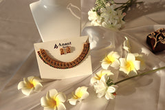 Nitya Kundan Luxury Gold-Plated Indian Bridal Set Green and Pink stone studded Chokar Jewelry Set Antique Necklace Set with Earrings For Women