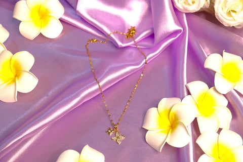 Sparkles4u Elegant Double Flower Pendant Gold Chain Necklace, Crystal Accents, Fashion Jewellery for Women and Girls