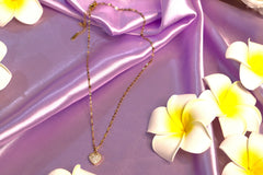 Sparkles4u Gold Cubic Zirconia Contemporary Heart Chain For Women/ Wife/ Girlfriend