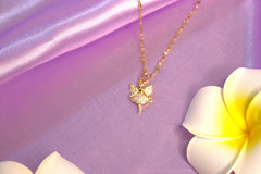 Sparkles4u Fashion Long Chain Angel Wings Pendent for Women and Girls Gold