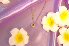 Sparkles4u Gold Plated Cubical Pendant with Diamond Necklace for Women and Girls