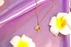 Sparkles4u Gold Flower and Butterfly Love Crystal Necklace for Women & Girls