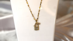 Sparkles4u Golden Charm Lock Necklace Star Lock Radiance Golden Key Chain for Woman and Girls