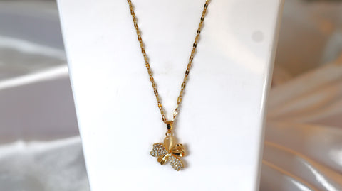Sparkles4u Gold Flower and Butterfly Love Crystal Necklace for Women & Girls