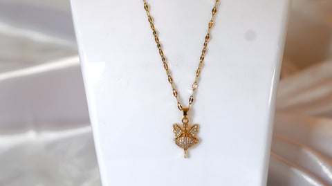 Sparkles4u Fashion Long Chain Angel Wings Pendent for Women and Girls Gold