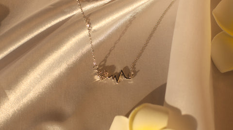 Sparkles4u Silver Plated American Diamond Heartbeat Necklace Chain for Women and Girl