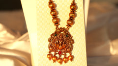 Nitya Kundan Regal Goddess Pendant Gold-Plated Indian Wedding Jewelry Traditional Jewelry Set Antique Necklace Set with Earrings