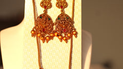 Nitya Kundan Regal Goddess Pendant Gold-Plated Indian Wedding Jewelry Traditional Jewelry Set Antique Necklace Set with Earrings