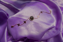 Sparkles4u Black Round Graceful Cross Charm,Rose plated bracelet for Women and Girls