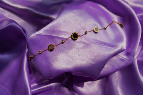 Sparkles4u Midnight & Moonlight Charm, Gold plated with black and white stone bracelet for Girls and Women