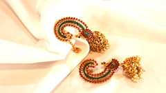 Nitya Kundan Designer Ear Cuff/ Kanphool Jhumki Earrings for Women | Antique Temple Jewelry with Pink & Emerald Stones | Festive & Bridal Earrings